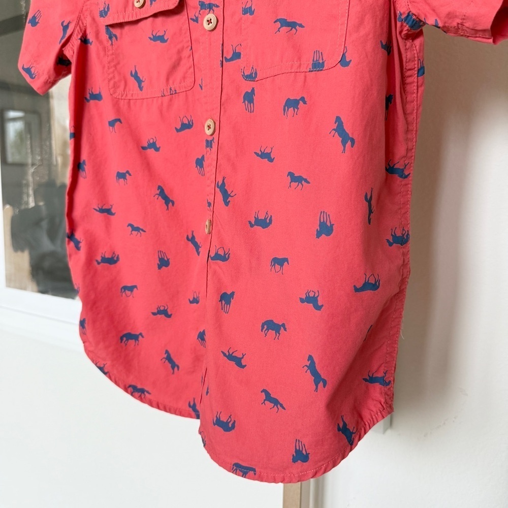 Matilda Jane x Joanna Gaines Boys Size 8 Red Horse Button-Up Shirt Short Sleeve - Picture 3 of 10